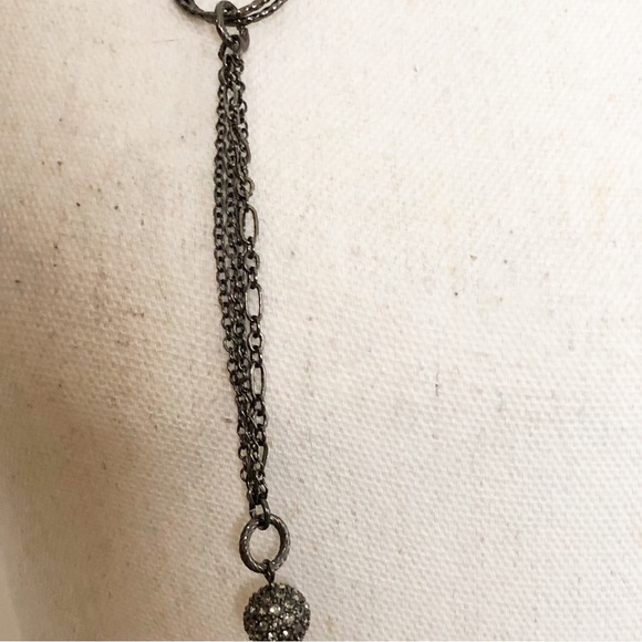 LIA SOPHIA Gun Metal Tone Chain Purple Jeweled Long Necklace - Picture 6 of 16